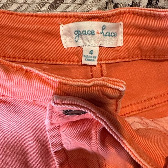 Grace & Lace Vibrant Coral Jean Shorts - Picture 6 of 8